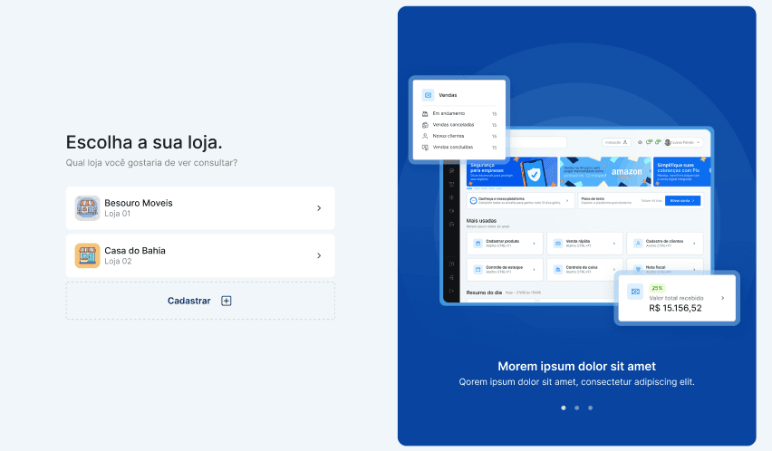 Ilustração da funcionalidade Gestão de várias lojas