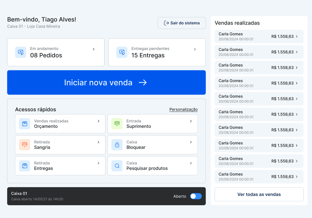 Ilustração da funcionalidade Pontos de venda